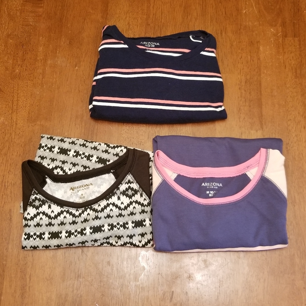 Lot of 3 girls long sleeve shirts size M.